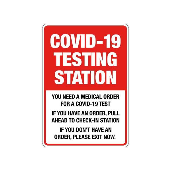 Lyle COVID-19 Testing Station Sign, 10" W x 14" H, English, Aluminum LCUV-0004-RA_10x14